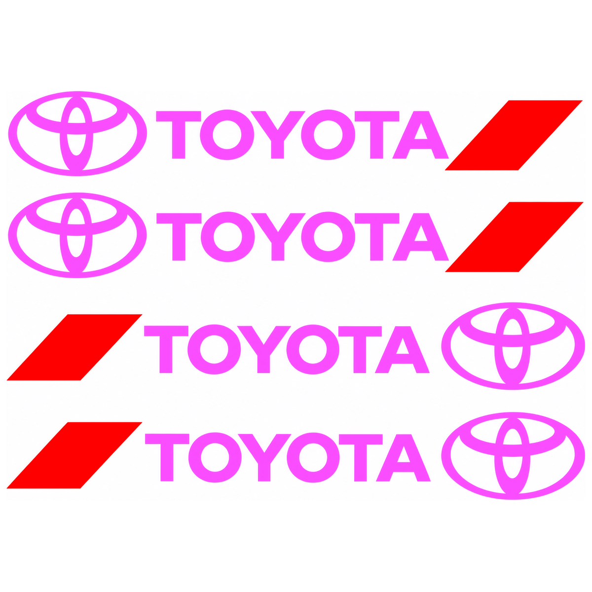 Set 4 Stickere Mânere Toyota – Logo + Accent Roșu Racing 12.5x2cm