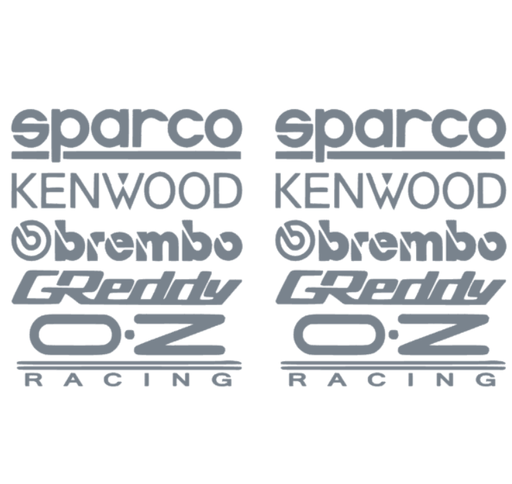 Set 2 bucati, stickere Sponsori Sparco, Kenwood, Brembo, Greddy, OZ, 24x20cm