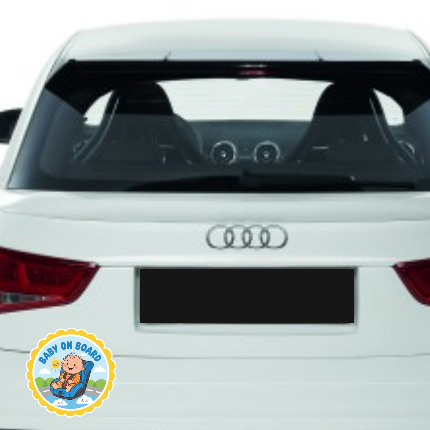 Sticker auto rezistent Baby on Board, bebe in scaunel