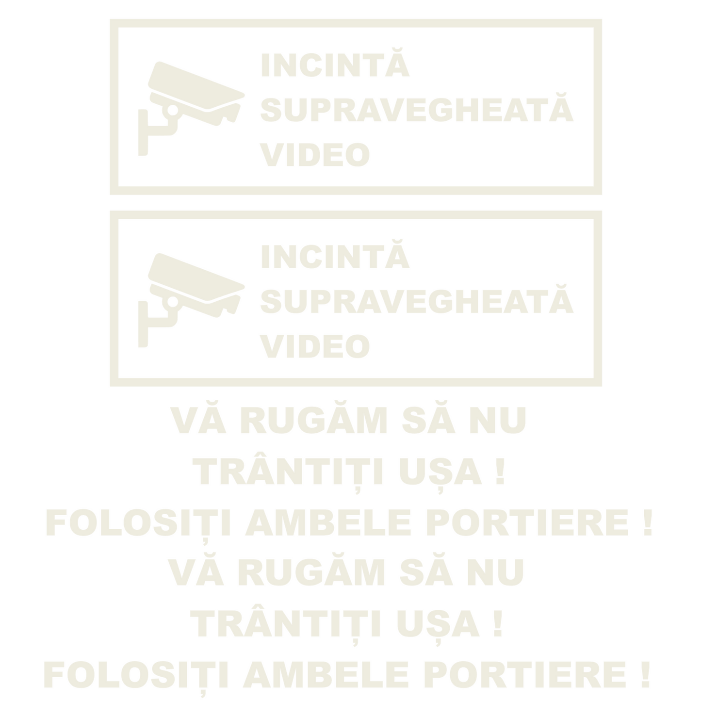 Set 4 stickere decorative pentru Taxi/Uber/Bolt, nu trantiti usa si supraveghere video