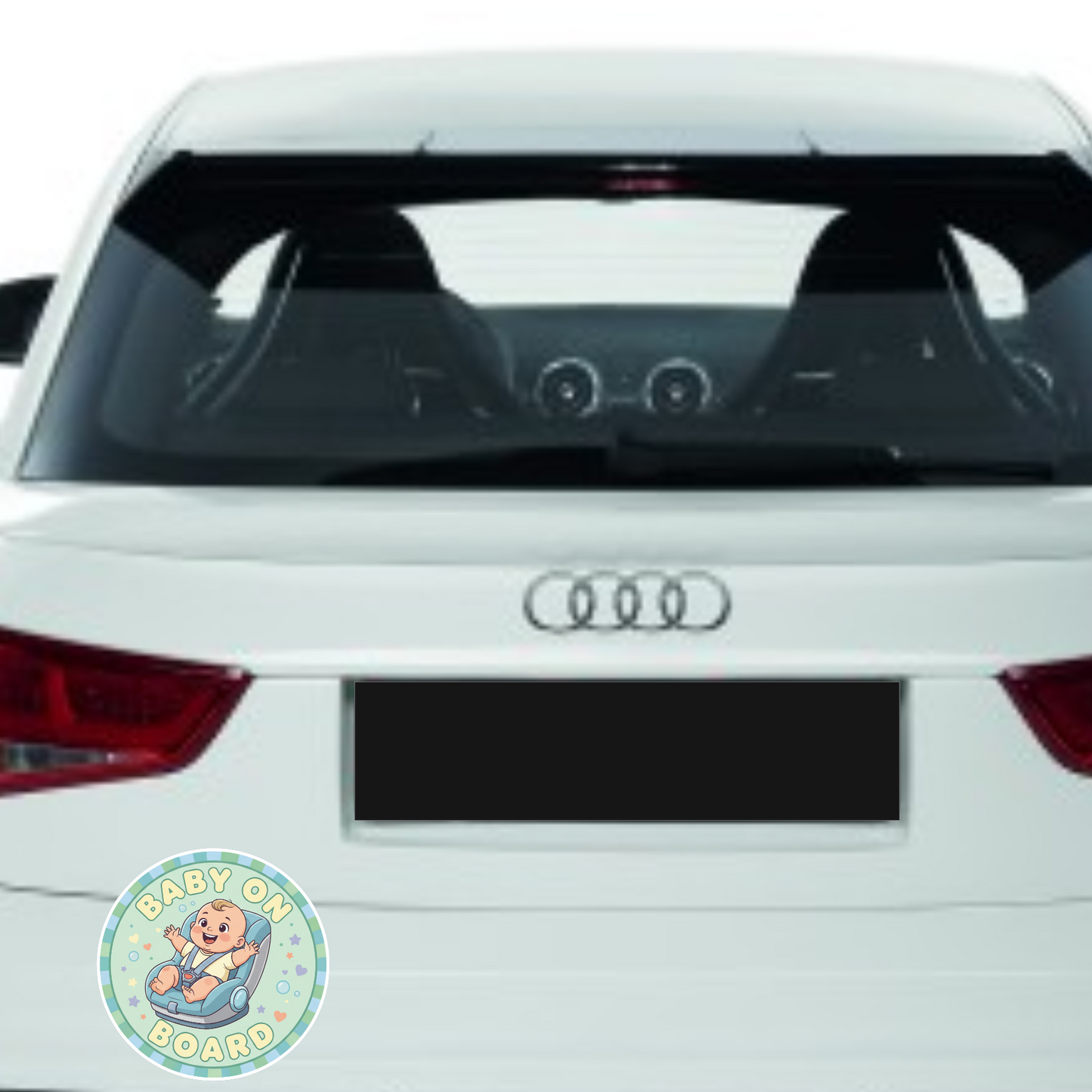 Sticker auto rezistent Baby on Board, baiat in scaunel