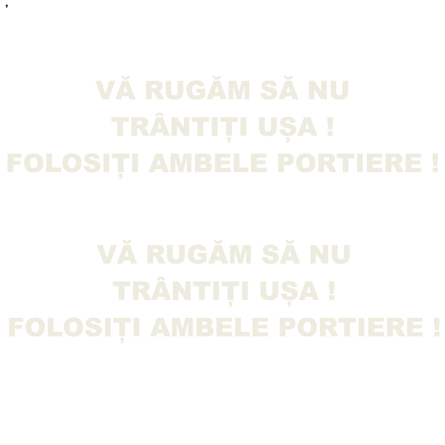 Sticker Taxi/Uber/Bolt, Nu trantiti usa, folositi ambele portiere