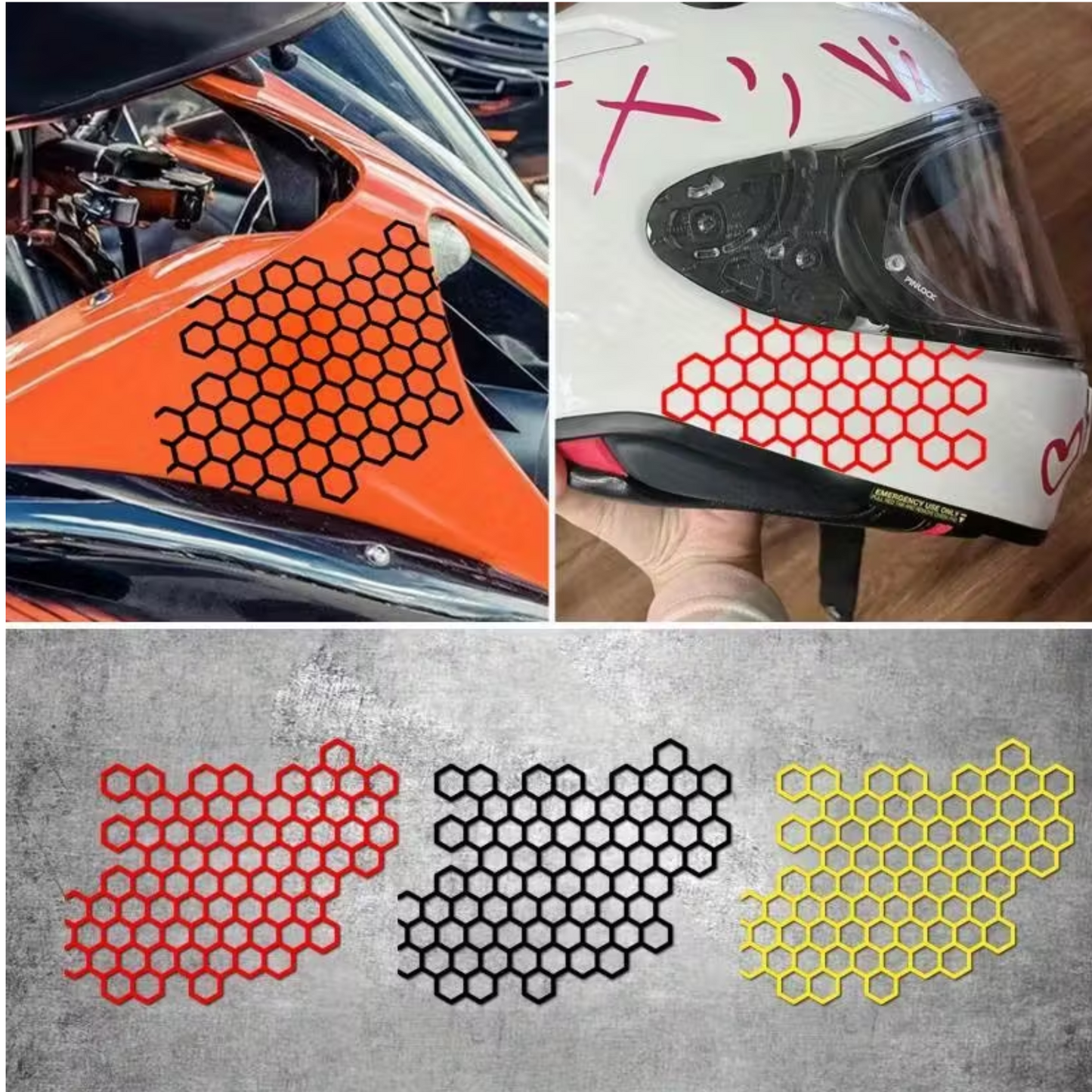 Sticker auto moto decorativ,, rezistent la apa, model hexagon