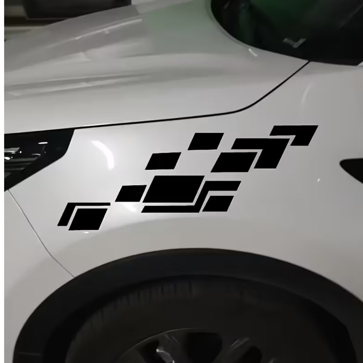 Set 2 stickere stanga si dreapta auto decorativ, rezistent la apa si UV. pentru laterale, model patrate
