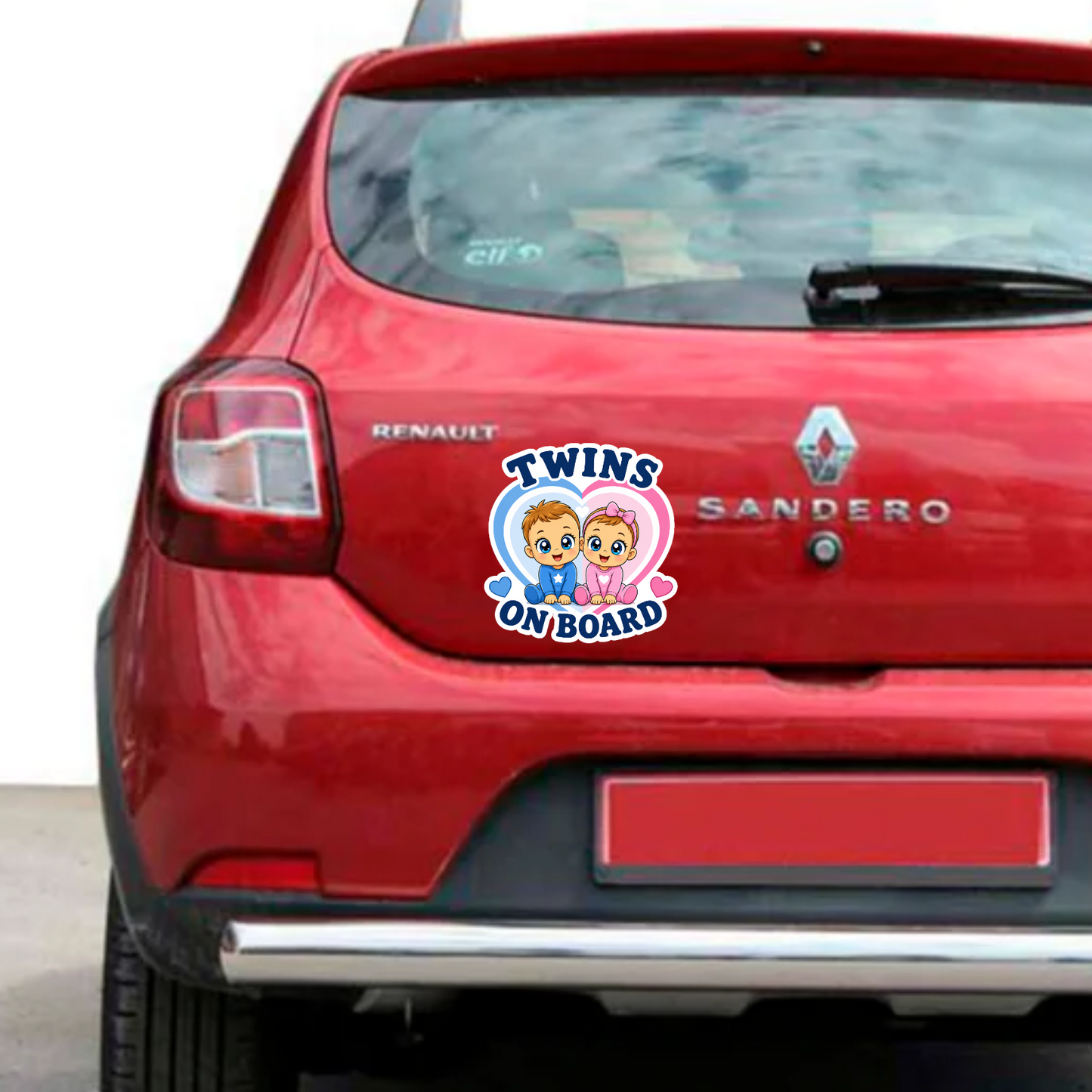 Sticker Baby on Board – Twins on board, baiat si fata, albastru si roz, Autocolant Auto