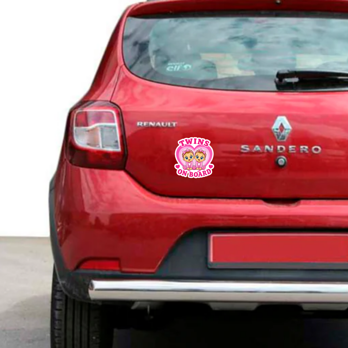 Sticker Baby on Board – Twins on board, fetite, roz, Autocolant Auto