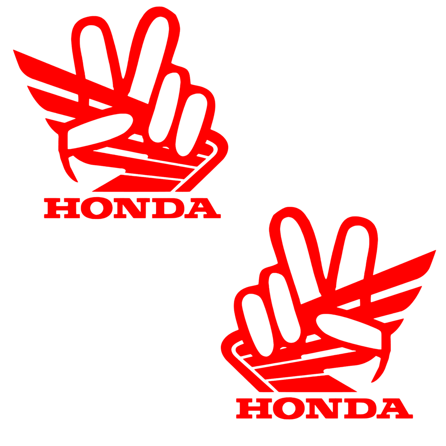 Set 2 stickere decorative, rezistente, auto sau moto, logo Honda cu semnul pacii, stanga si dreapta