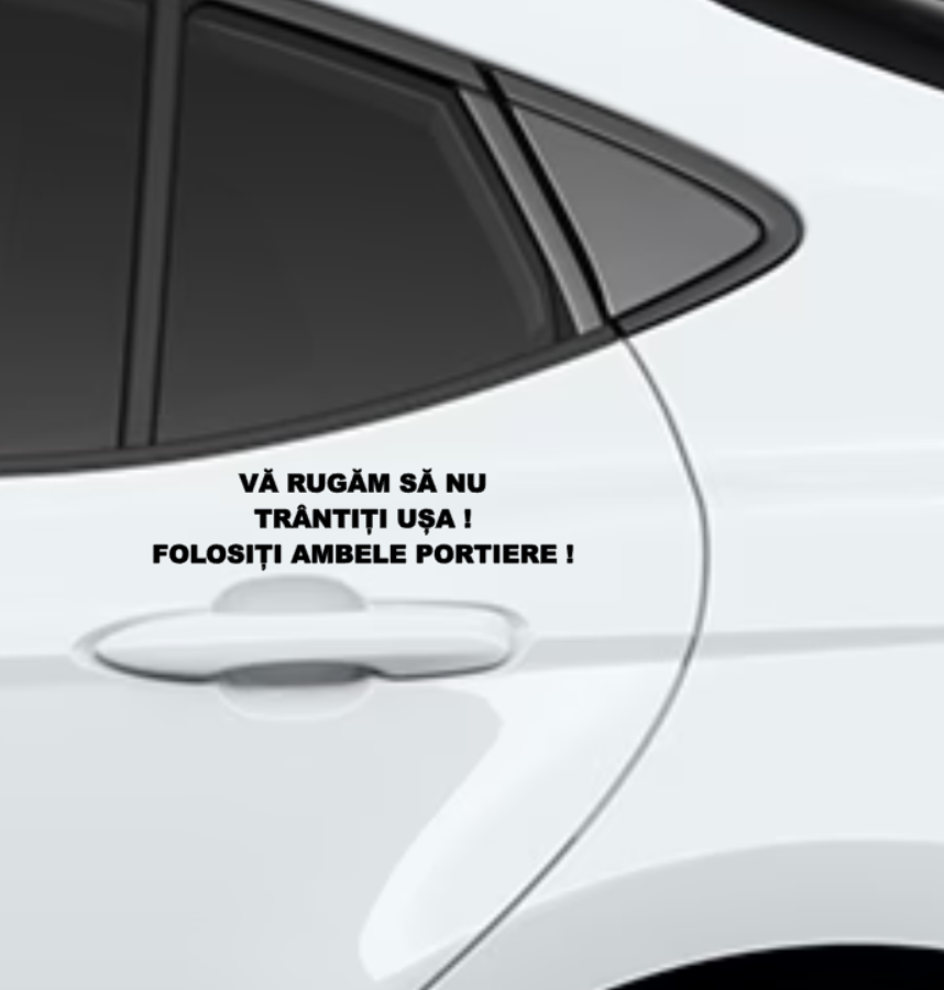 Sticker Taxi/Uber/Bolt, Nu trantiti usa, folositi ambele portiere