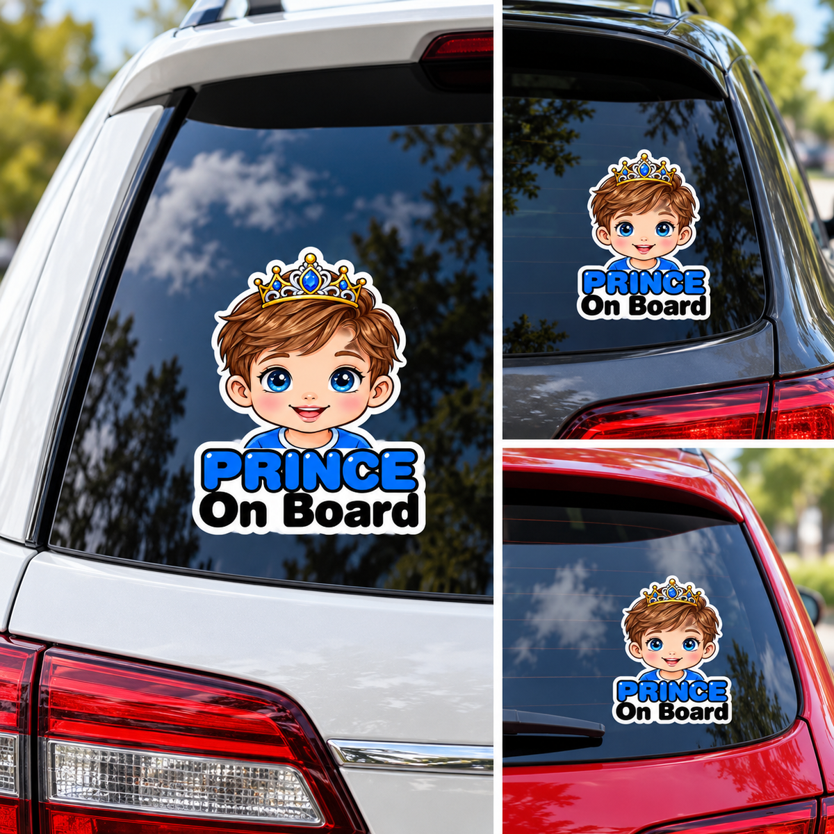 Sticker „Prince On Board” cu prințișor și coroană