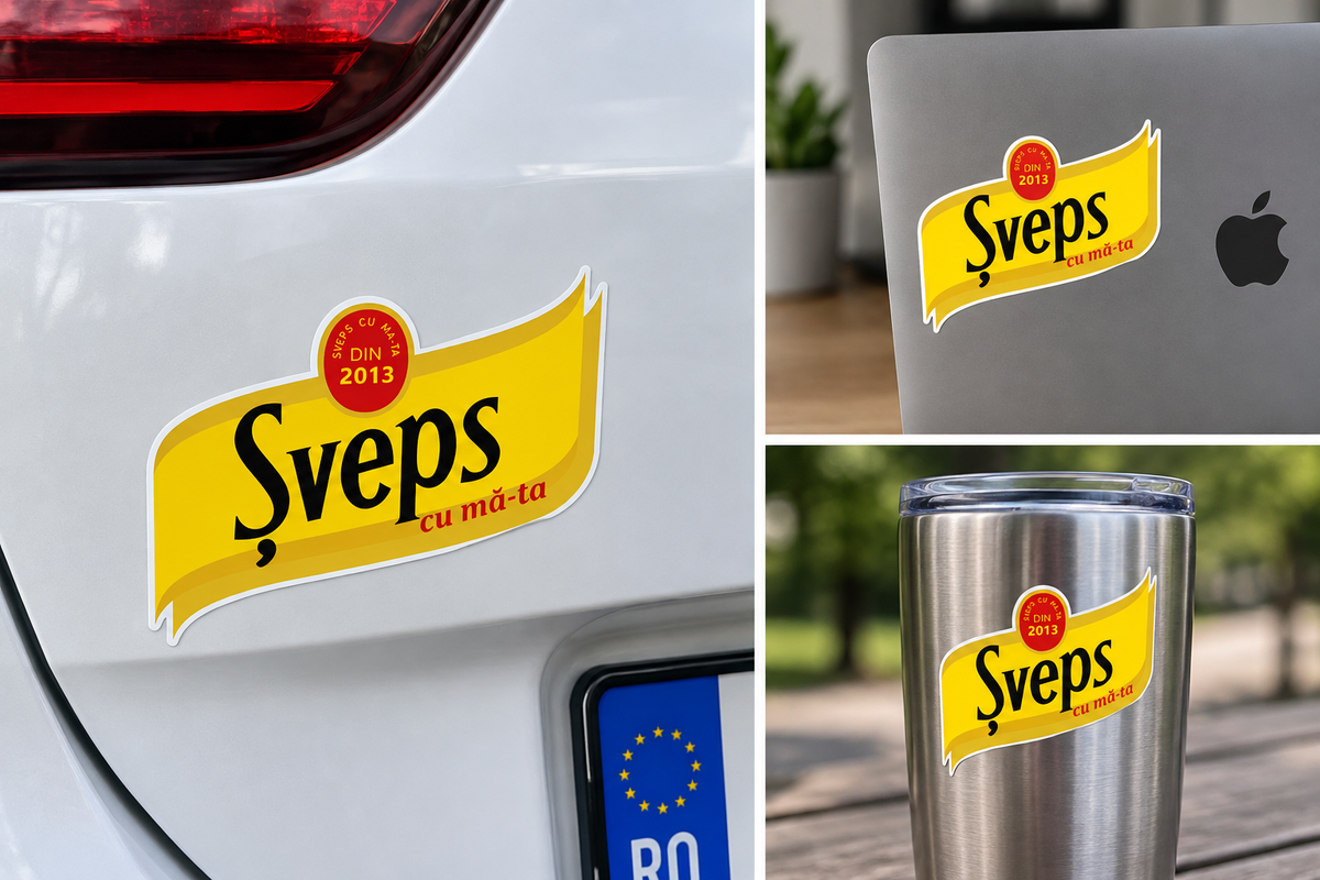 Set 2 stickere Șveps cu mă-ta – Parodie Amuzantă Auto