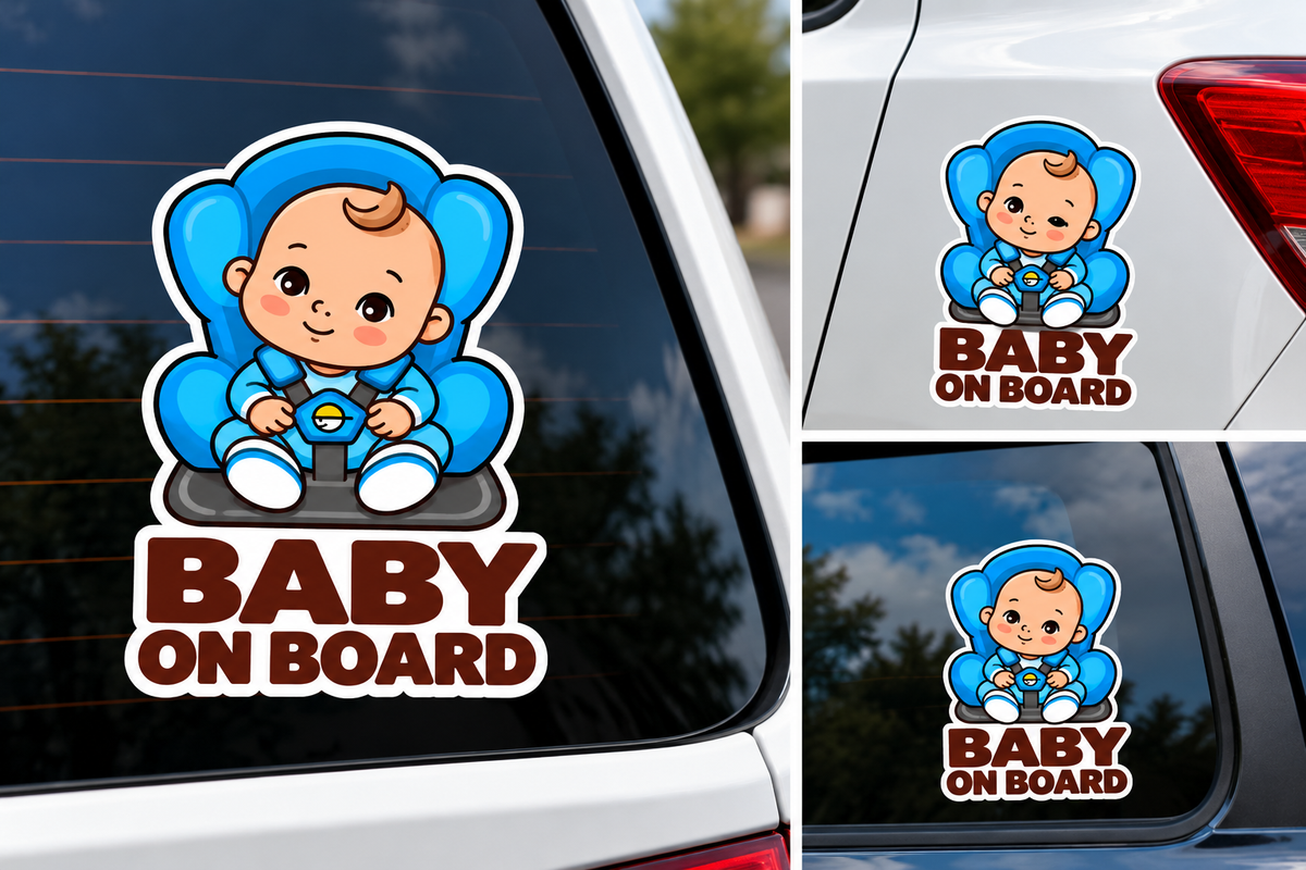 Sticker Baby on Board – Băiețel în Scaun Auto