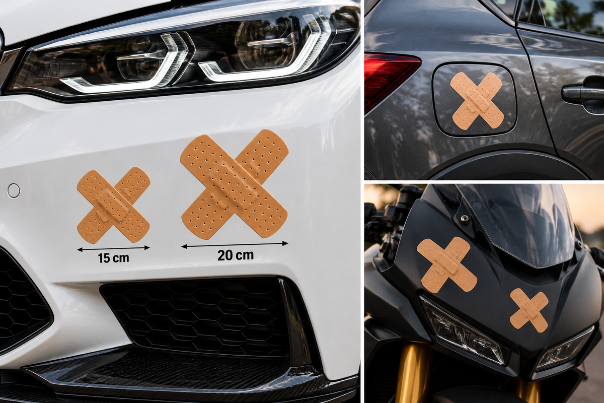 Set 4 Stickere Auto Bandaj X, plasture – Stil JDM / Tuning