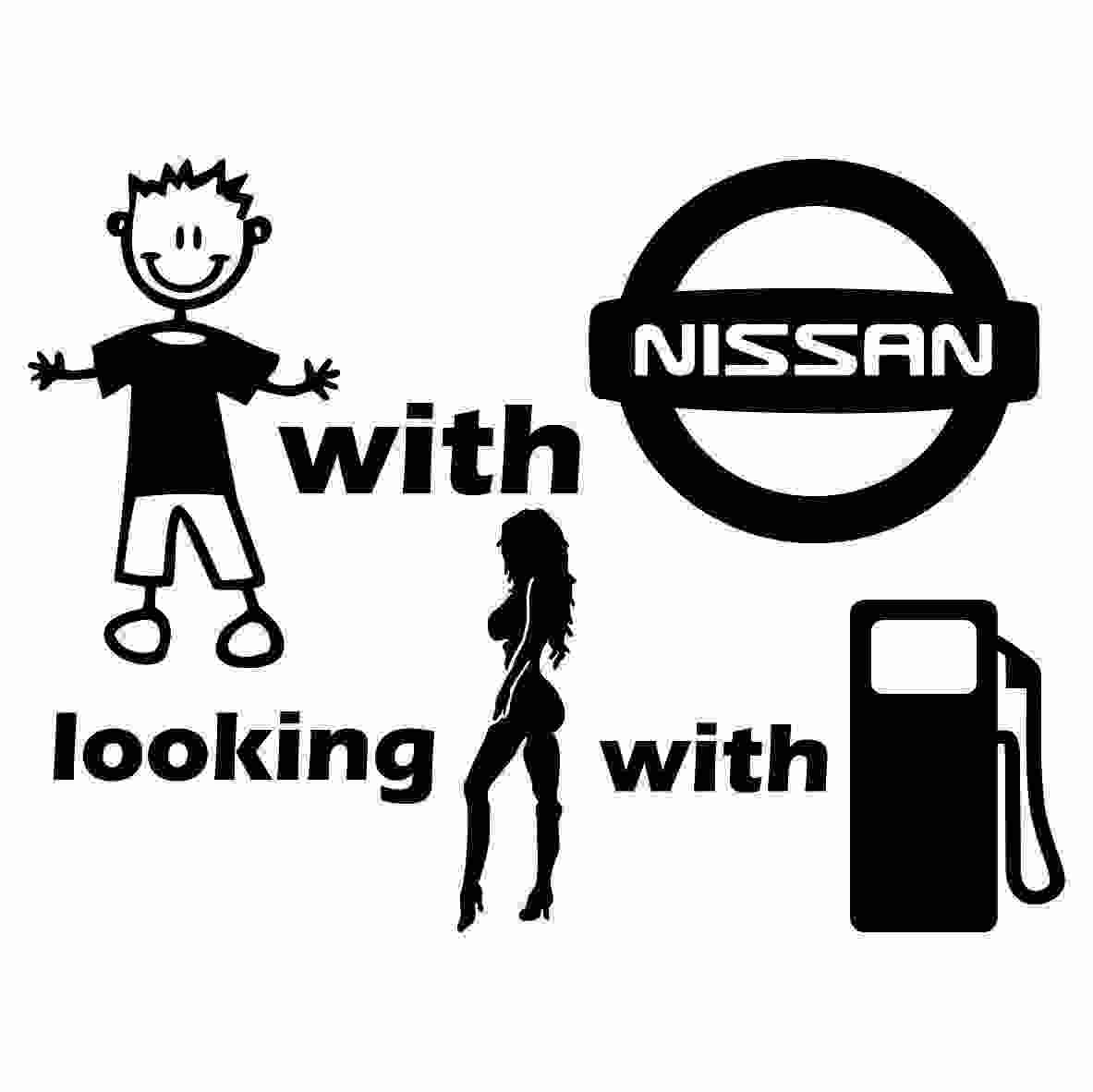 Sticker Baiat cu Nissan cauta fata cu benzina