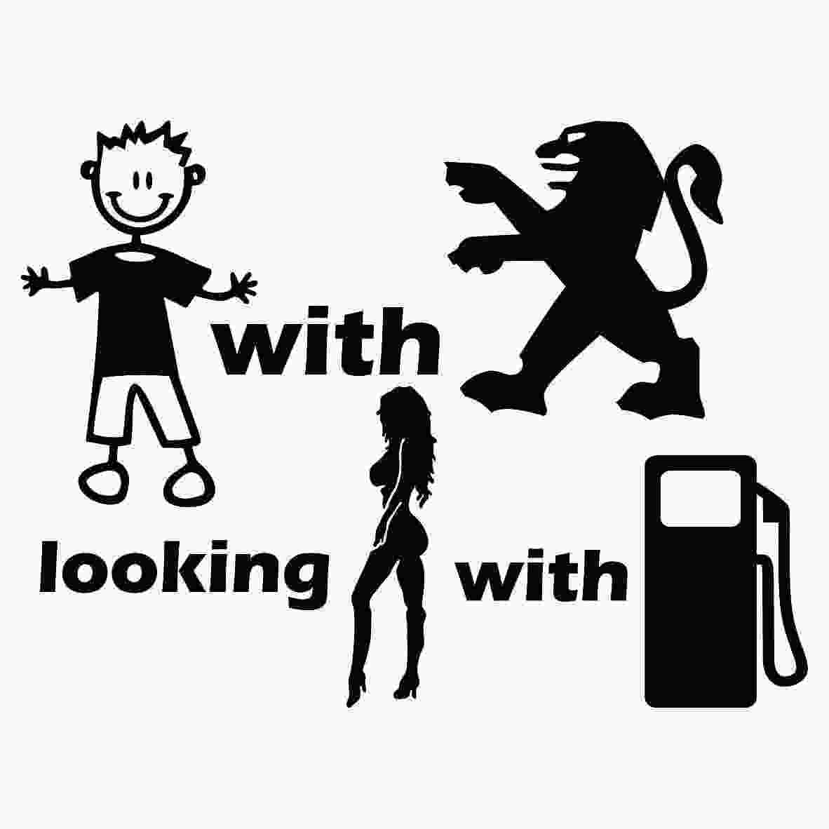 Sticker Baiat cu Peugeot cauta fata cu benzina