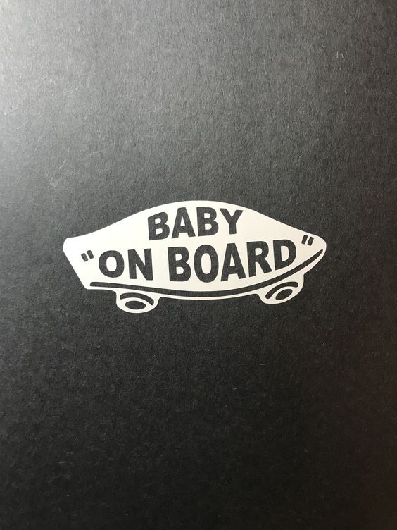 Sticker baby on board skateboard
