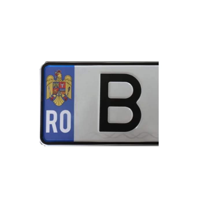 Set 2 stickere autocolante pentru numar inmatriculare, cu stema Romaniei si scris RO