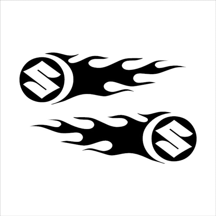 Set 2 stickere, Suzuki Logo Flames, rezistente la soare si UV (Copy)