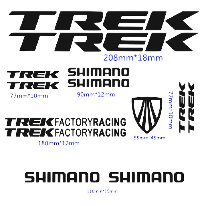 Set 15 stickere decorative pentru cadru bicicleta, tip Trek Shimano