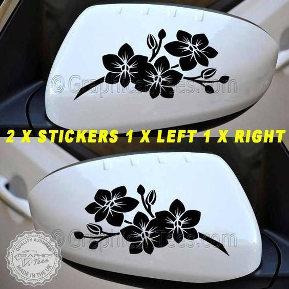 Set 2 stickere flori oglinzi retrovizoare