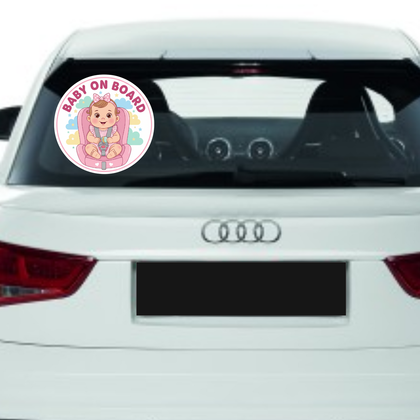 Sticker auto rezistent Baby on Board, fata in scaunel