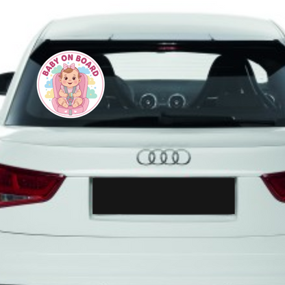 Sticker auto rezistent Baby on Board, fata in scaunel
