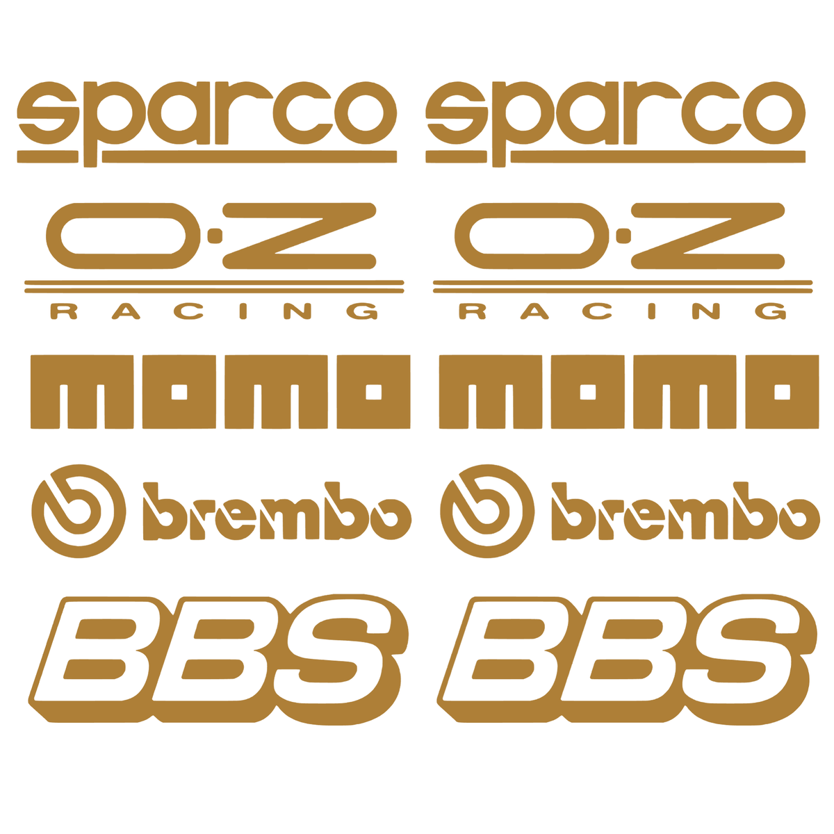 Set de 2 seturi Stickere Auto Racing – Sparco, O.Z Racing, Momo, Brembo și BBS