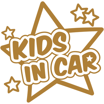Sticker auto Kids in Car – Copii la bord, model cu stele, 17cm