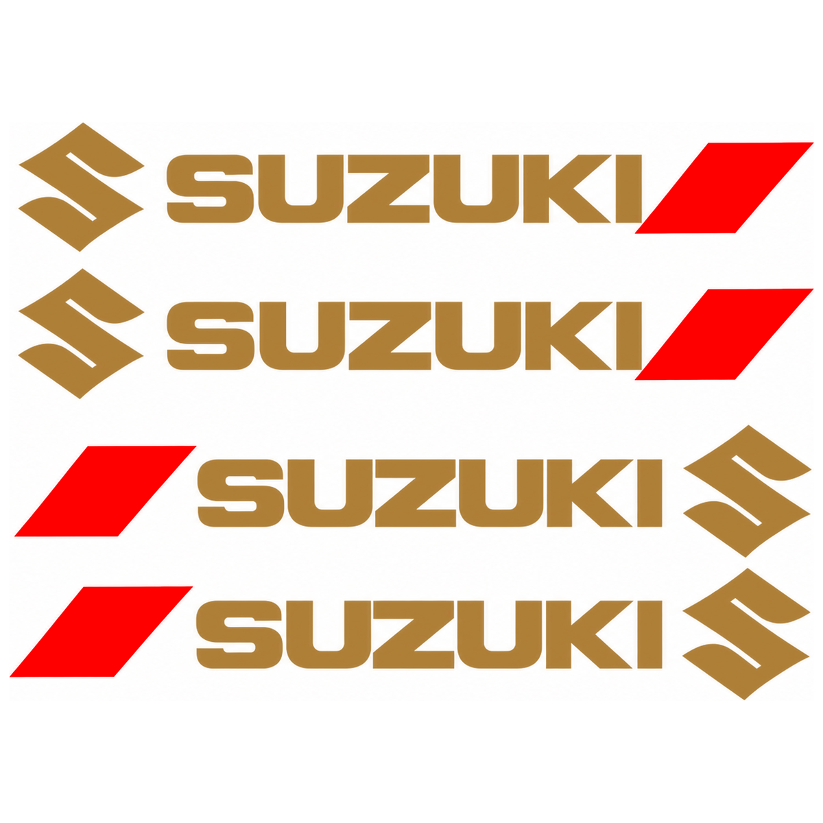 Set 4 Stickere Mânere Suzuki – Logo + Accent Roșu Racing, 12,5 × 2cm