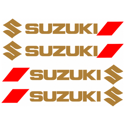 Set 4 Stickere Mânere Suzuki – Logo + Accent Roșu Racing, 12,5 × 2cm