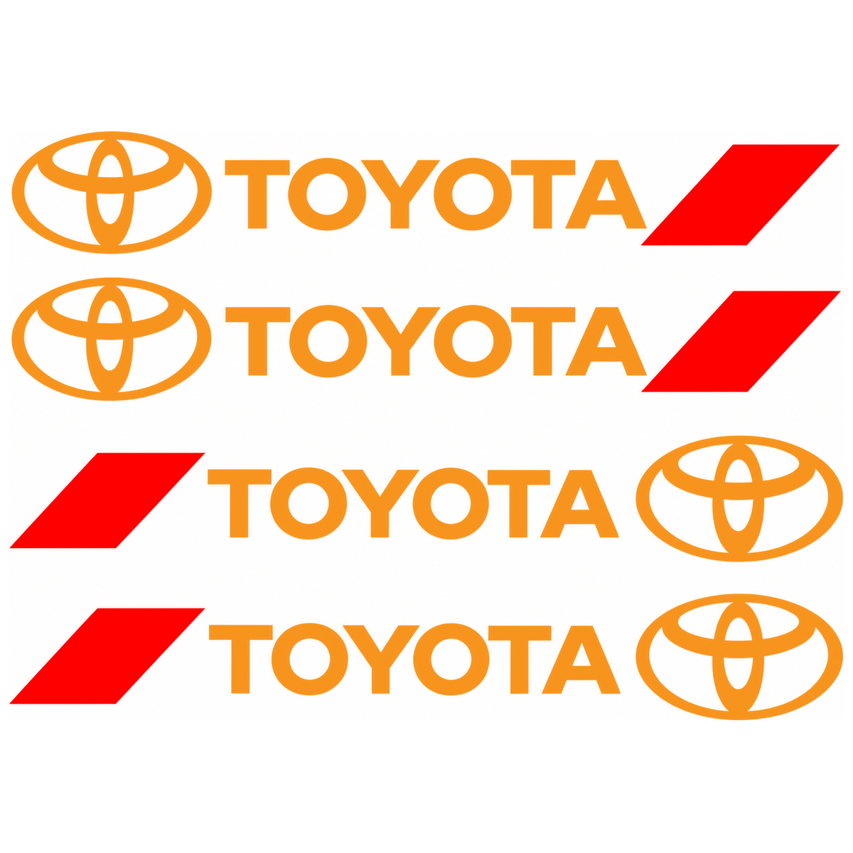Set 4 Stickere Mânere Toyota – Logo + Accent Roșu Racing 12.5x2cm