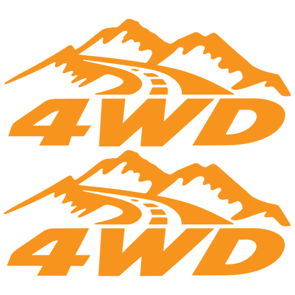 Set 2 Stickere 4WD Off-Road – Munți și Drum, Auto 4x4