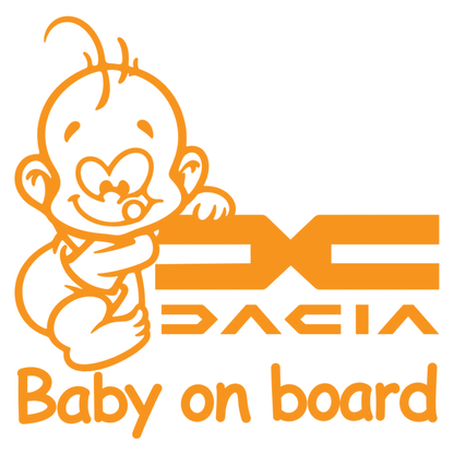 Sticker Dacia Baby on Board – Siglă Nouă Dacia, Bebeluș la Bord