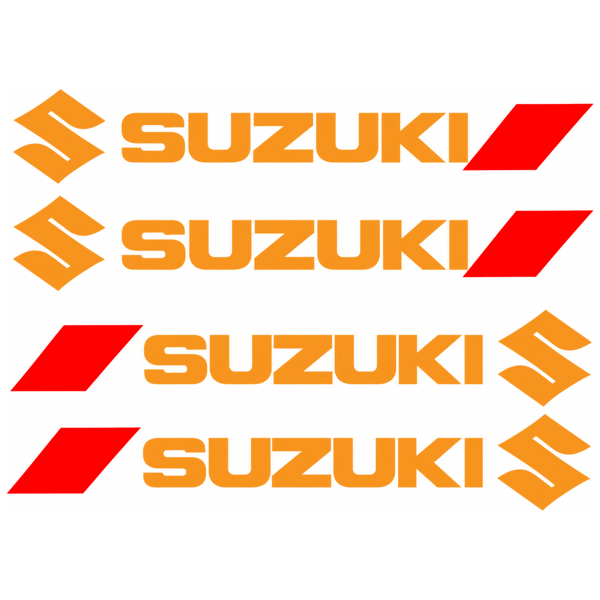 Set 4 Stickere Mânere Suzuki – Logo + Accent Roșu Racing, 12,5 × 2cm