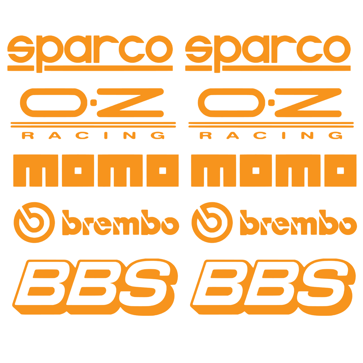 Set de 2 seturi Stickere Auto Racing – Sparco, O.Z Racing, Momo, Brembo și BBS