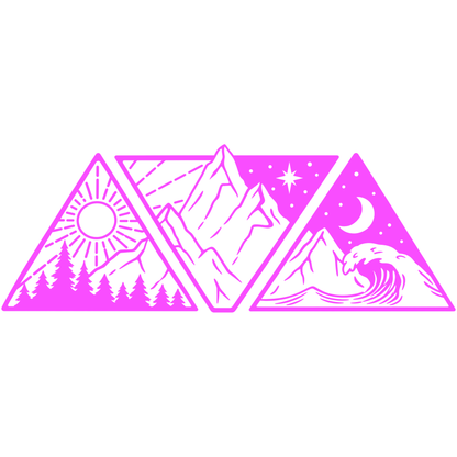 Sticker decorativ Aventură în natură – Munți, pădure și valuri în 3 triunghiuri