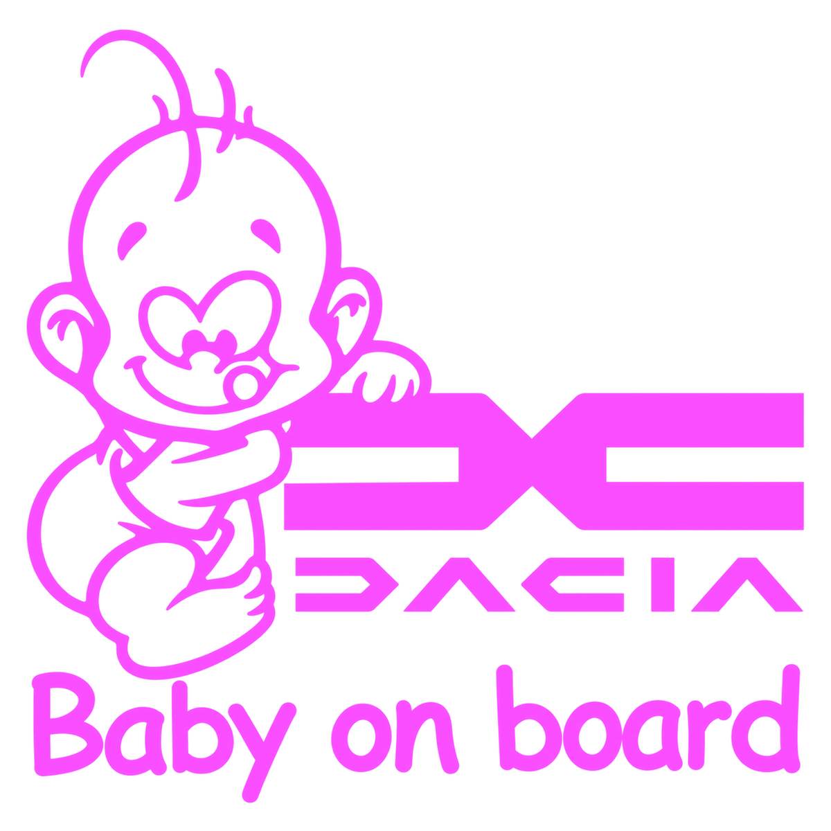 Sticker Dacia Baby on Board – Siglă Nouă Dacia, Bebeluș la Bord