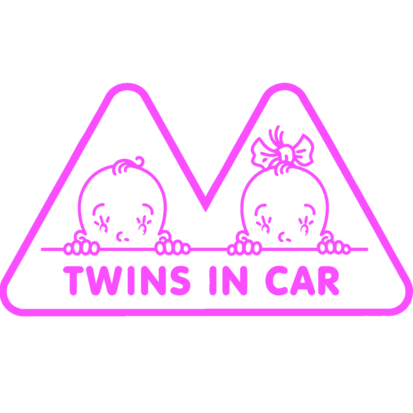 Sticker auto „Twins in Car” – Gemeni la bord, băiat și fată, 20cm