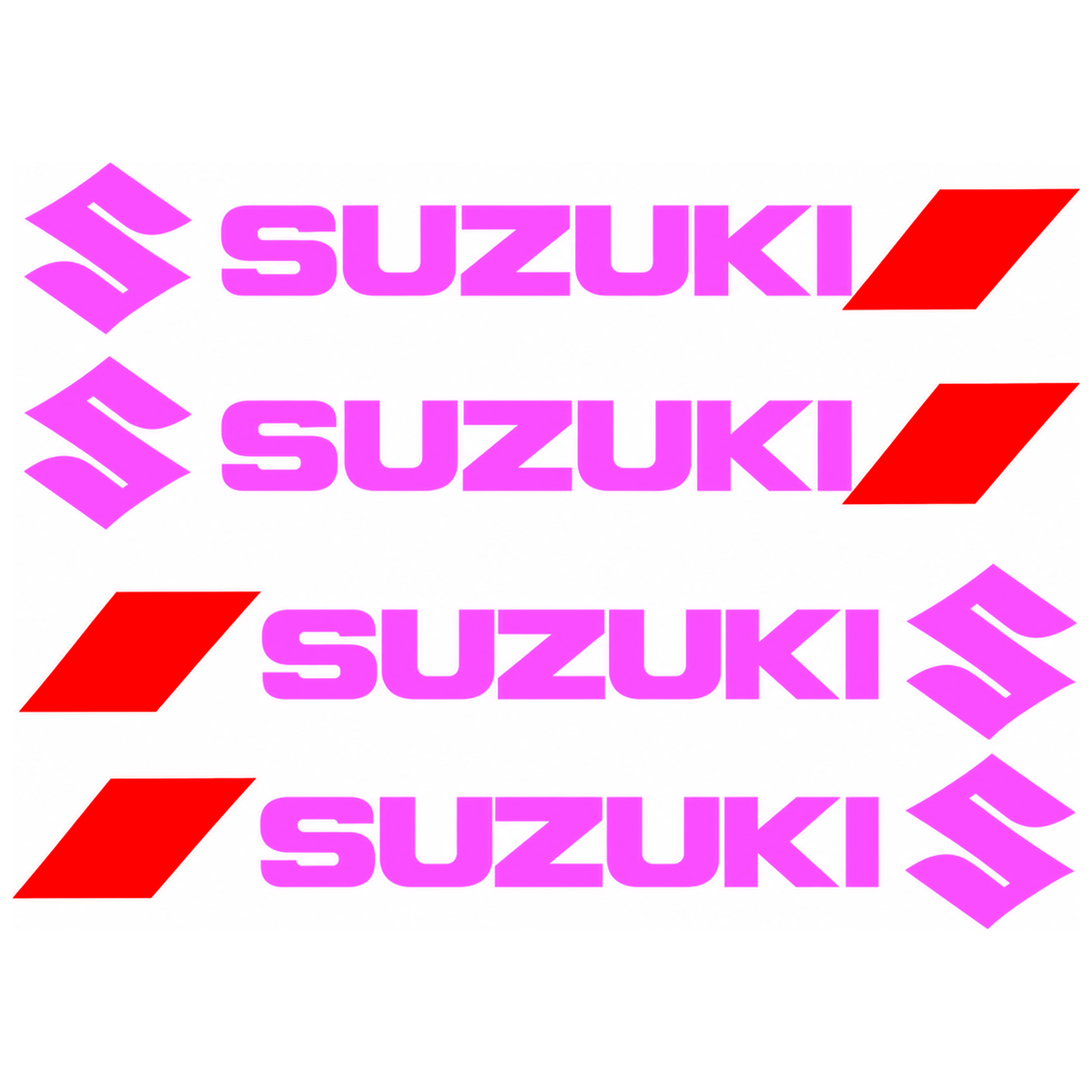 Set 4 Stickere Mânere Suzuki – Logo + Accent Roșu Racing, 12,5 × 2cm