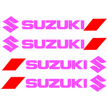 Set 4 Stickere Mânere Suzuki – Logo + Accent Roșu Racing, 12,5 × 2cm