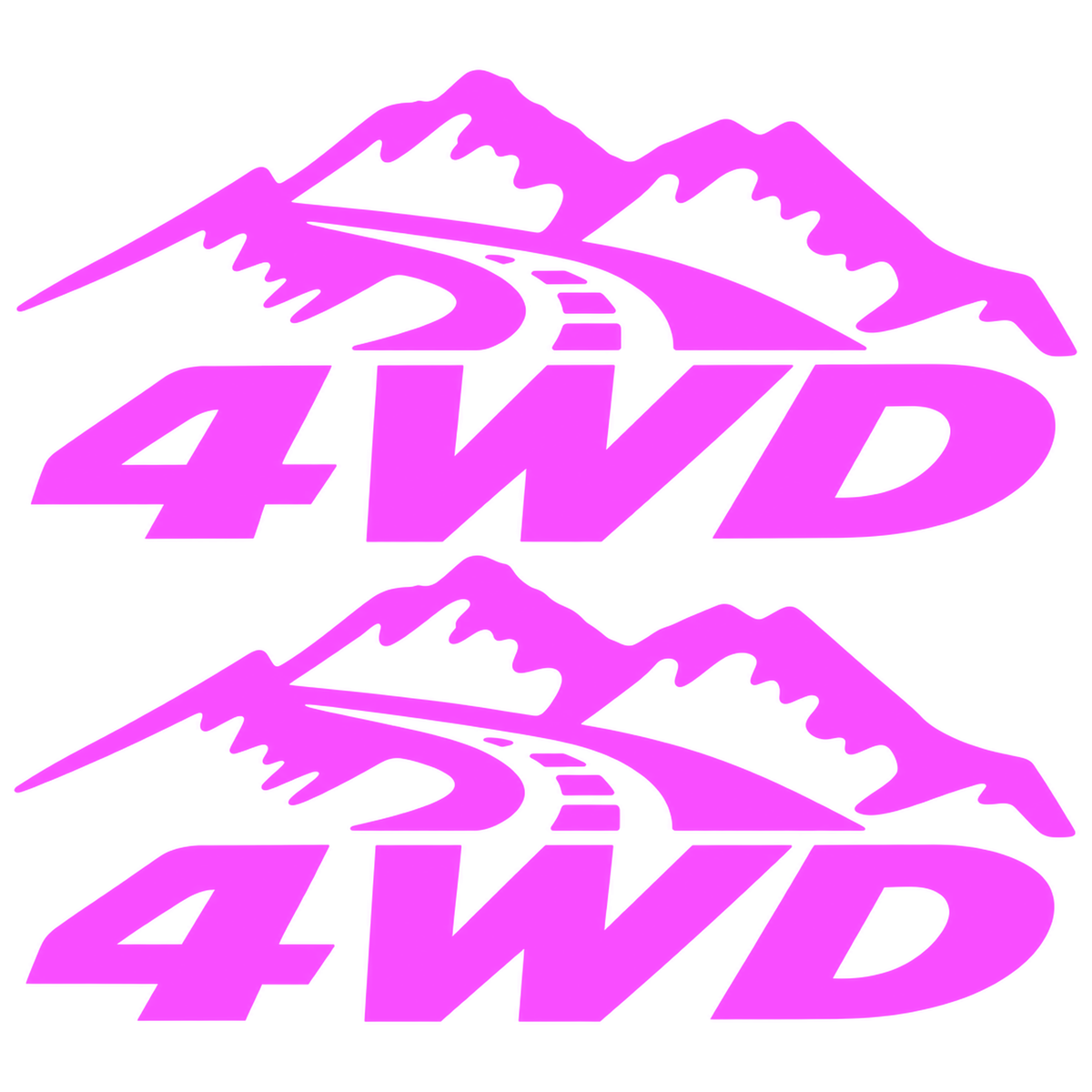 Set 2 Stickere 4WD Off-Road – Munți și Drum, Auto 4x4