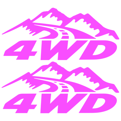 Set 2 Stickere 4WD Off-Road – Munți și Drum, Auto 4x4