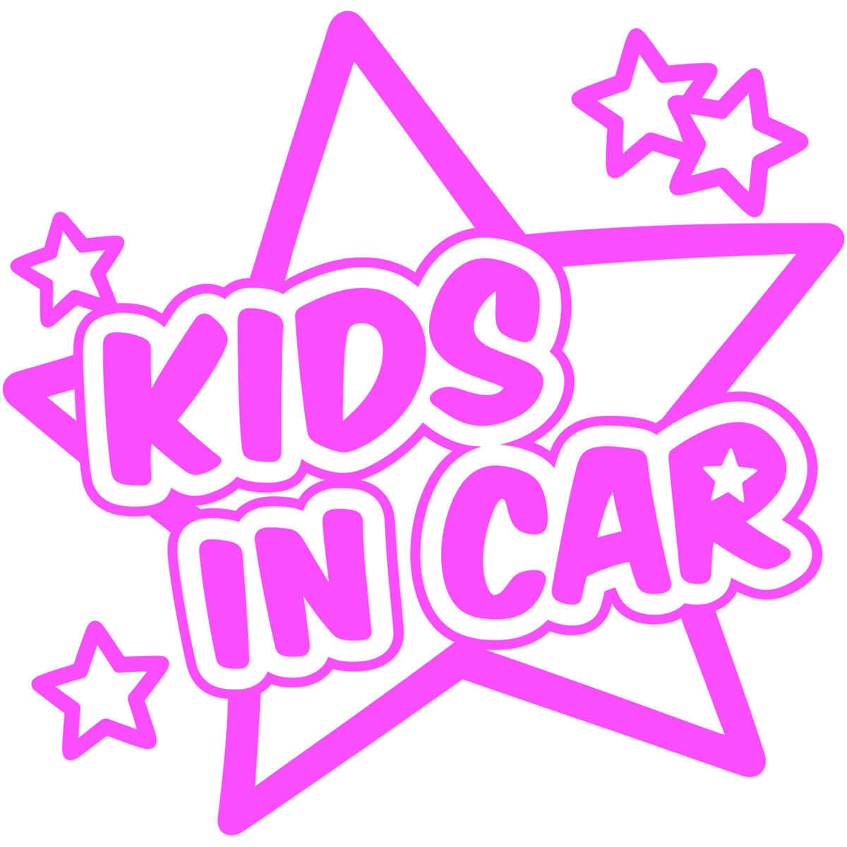 Sticker auto Kids in Car – Copii la bord, model cu stele, 17cm