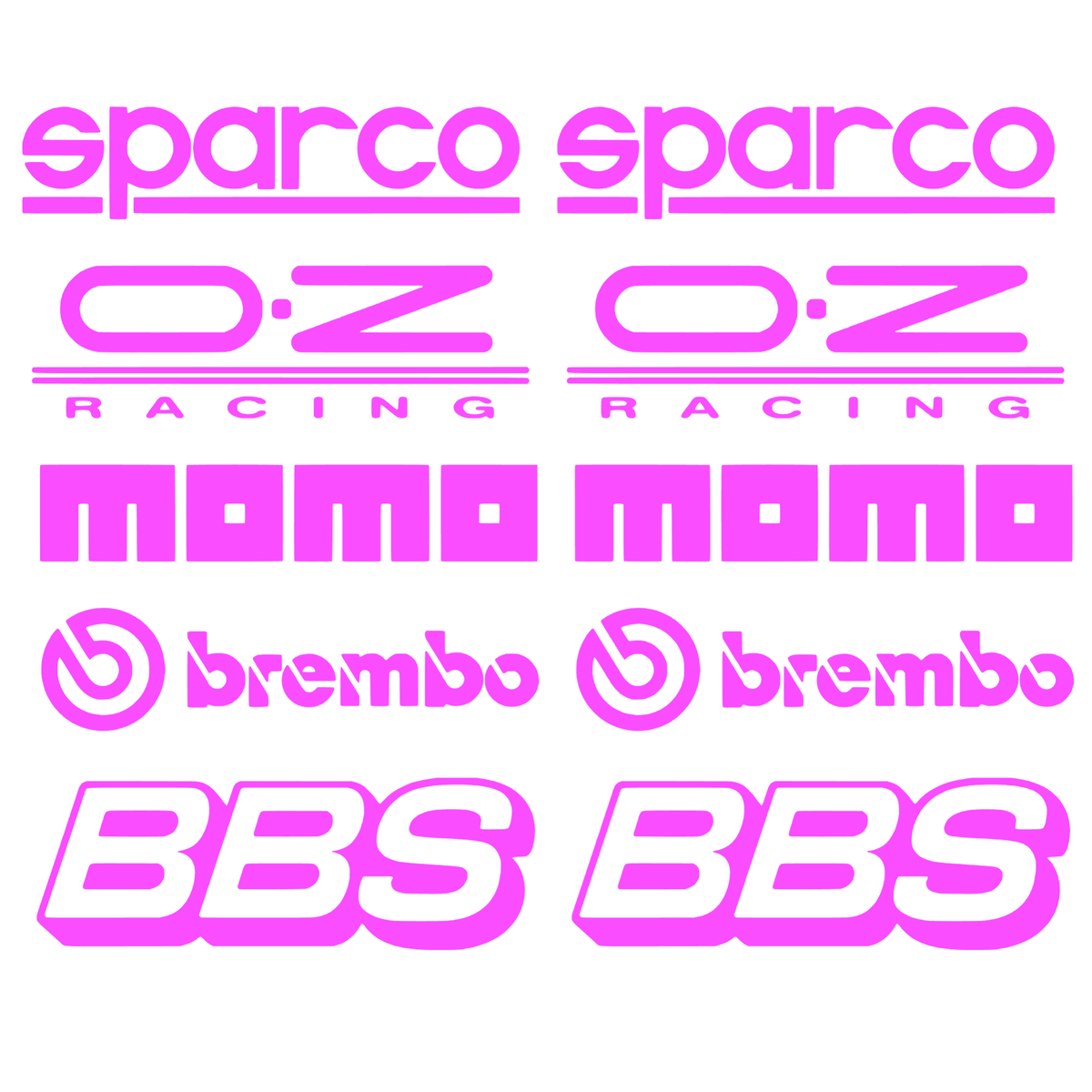 Set de 2 seturi Stickere Auto Racing – Sparco, O.Z Racing, Momo, Brembo și BBS