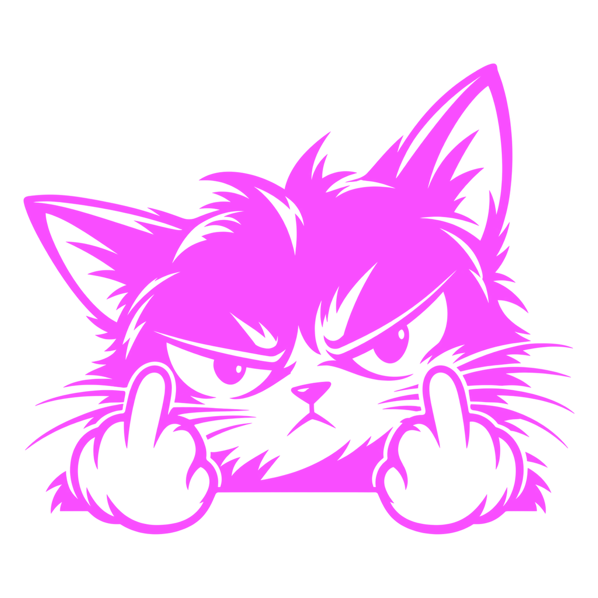 Sticker Auto Pisică Nervoasă – Middle Finger Cat – Funny JDM 16cm