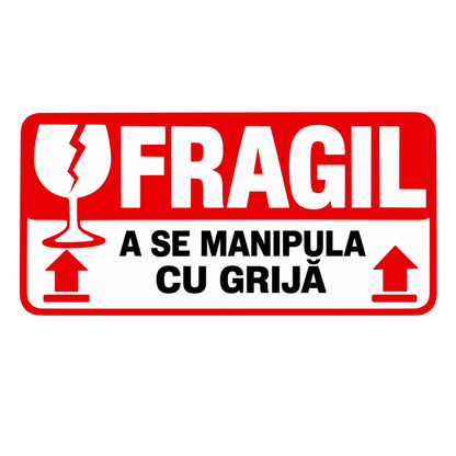Set Stickere FRAGIL – 5 × 2.5 cm – Etichete Autocolante pentru Colete – A se Manipula cu Grijă