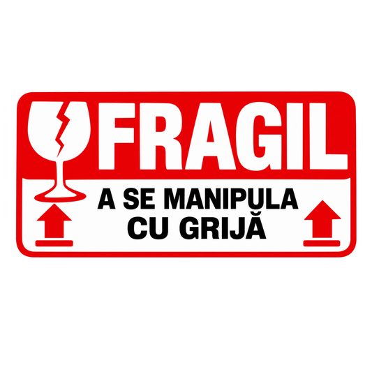 Set Stickere FRAGIL – 5 × 2.5 cm – Etichete Autocolante pentru Colete – A se Manipula cu Grijă