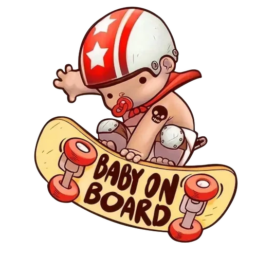 Sticker auto rezistent Baby on Board, skateboard