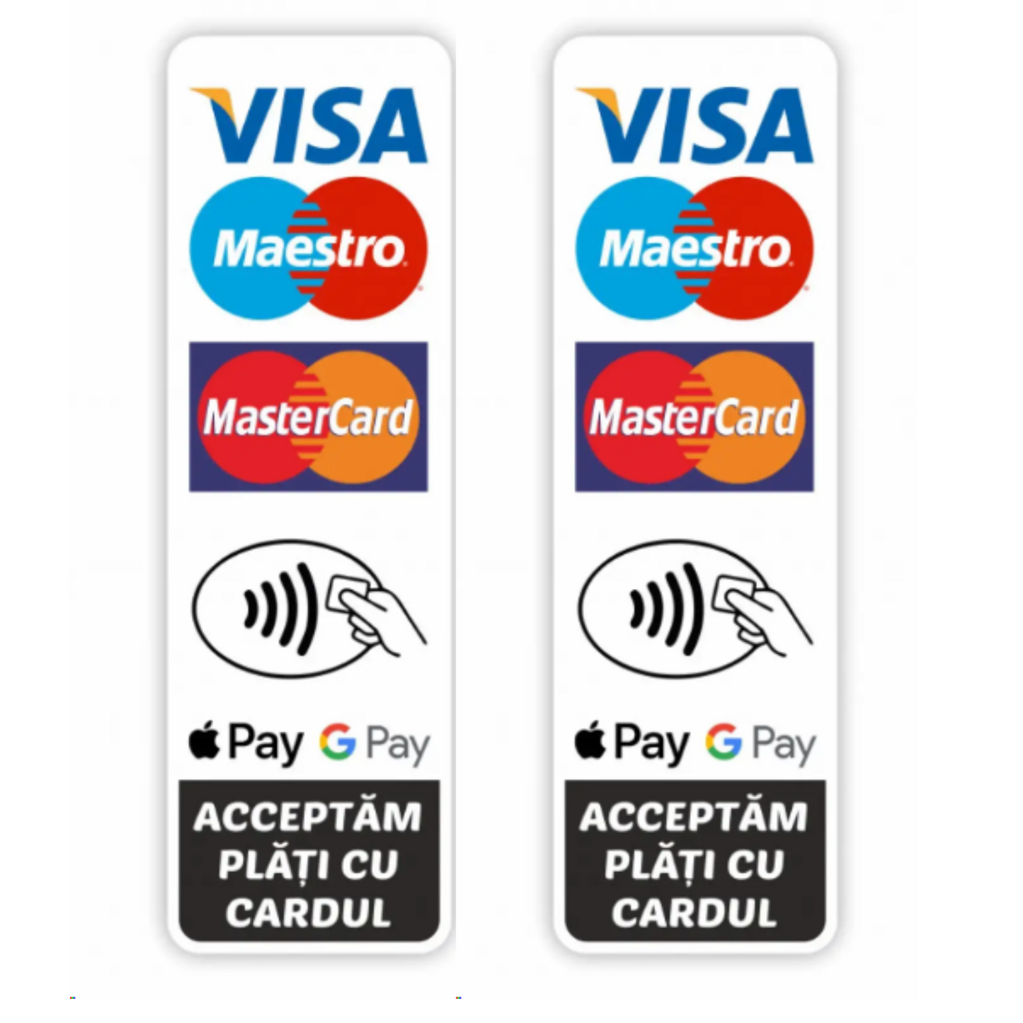 Set 2 Stickere Autocolant Plata cu cardul, pentru magazine sau taxi, rezistente, v1