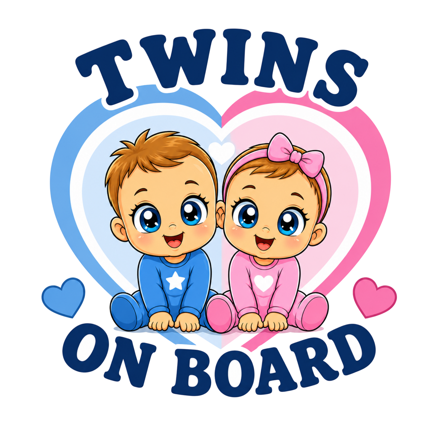 Sticker Baby on Board – Twins on board, baiat si fata, albastru si roz, Autocolant Auto