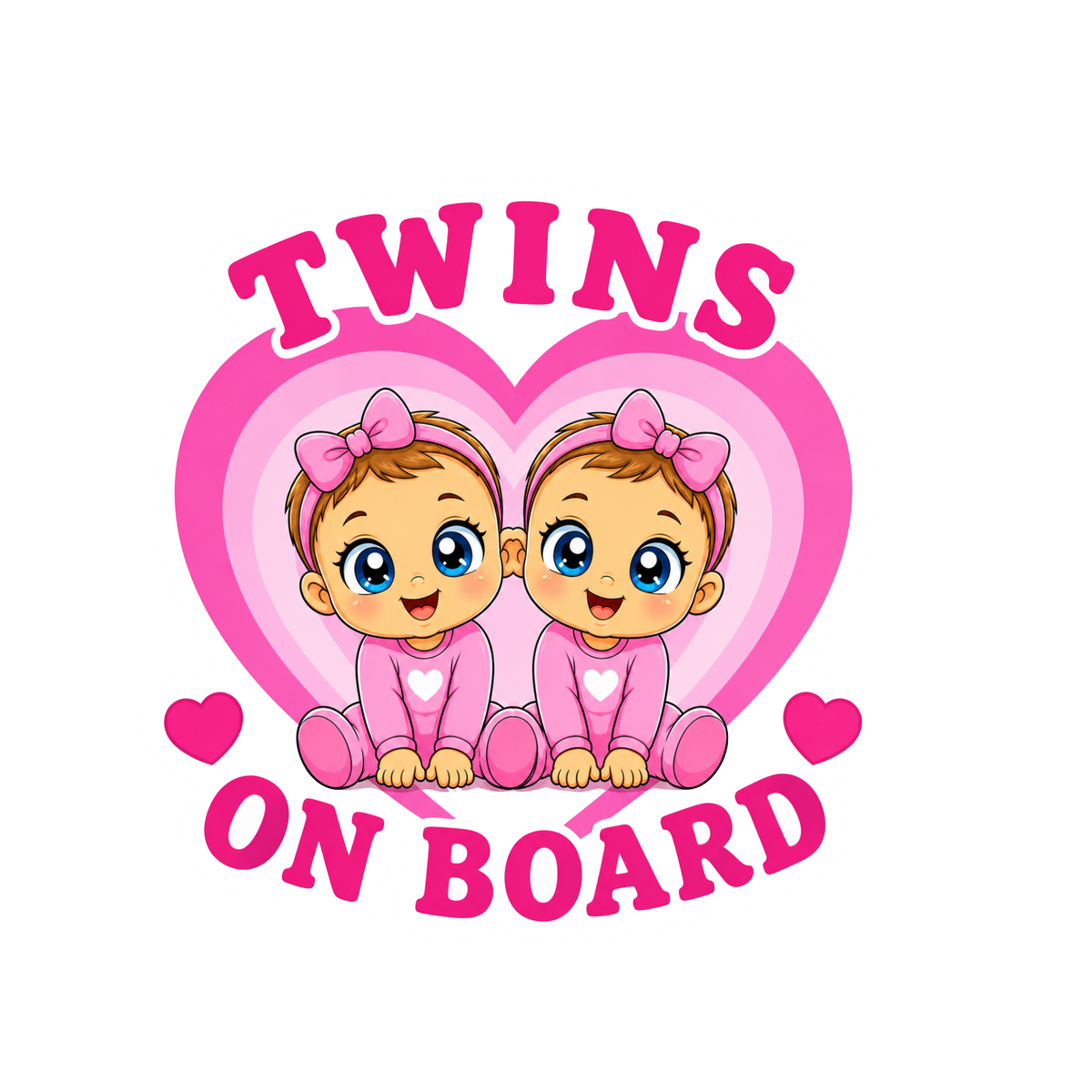 Sticker Baby on Board – Twins on board, fetite, roz, Autocolant Auto